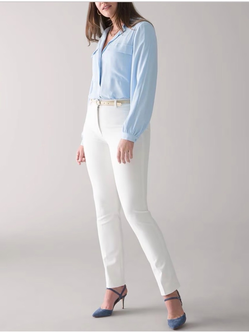 White Slim-Fit Women's Trousers